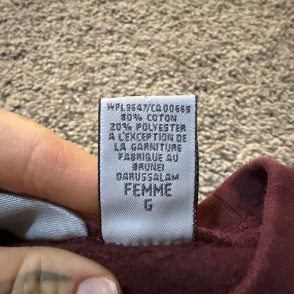 VINTAGE EDDIE BAUER Heavyweight Crewneck Womens Maroon Sweater Size Large Fleece - Picture 3 of 7